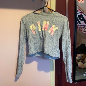 PINK crop top long sleeve, small